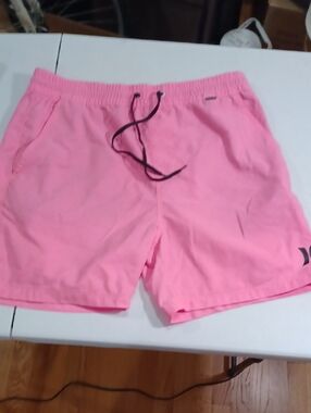 Hurley Pink Swim Shorts with Black Drawstring